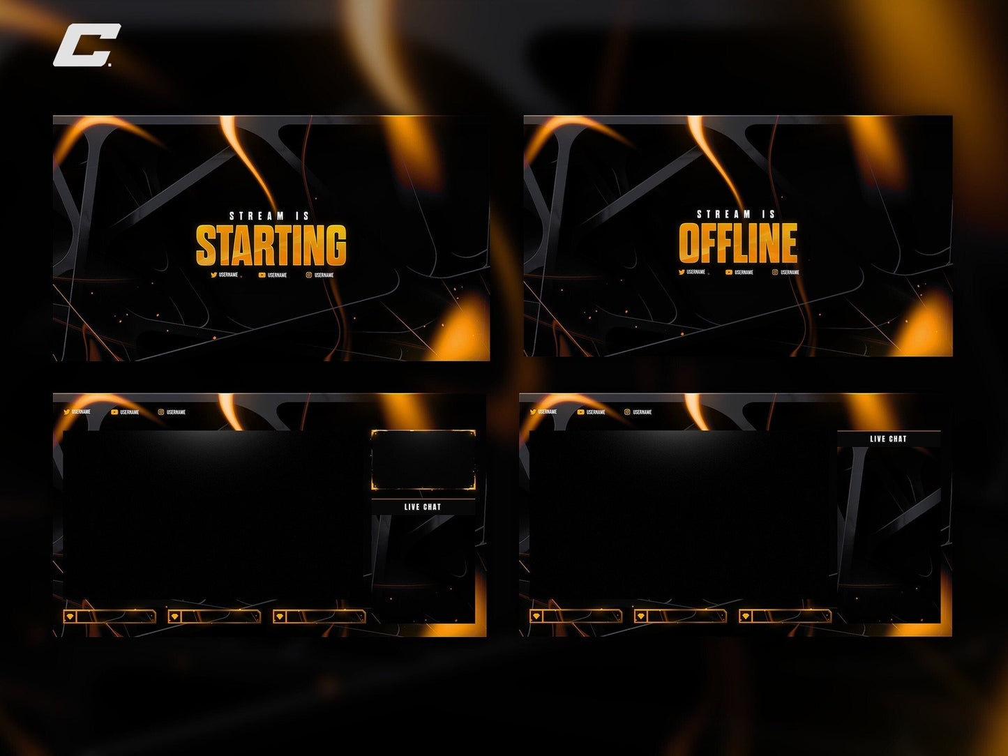 Dark Golden Animated Stream Package